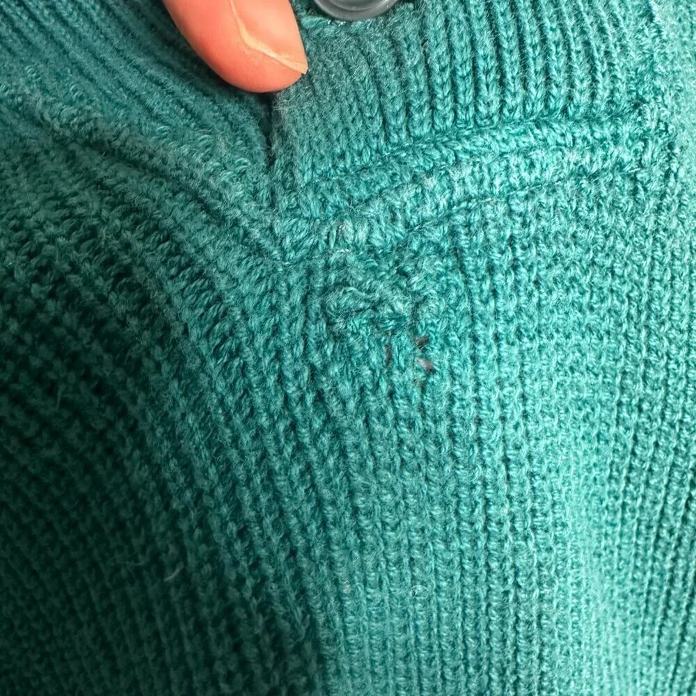Vintage Men's LL Bean Teal Henley Sweater Size XL